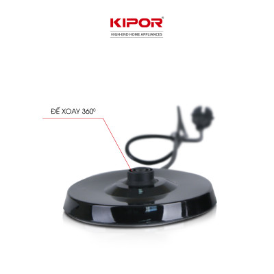 Ấm siêu tốc KIPOR KP-A318SA - 1.8L - Ấm điện inox 304 chống ăn mòn - Chân đế xoay 360 độ tự ngắt chống quá tải, quá nhiệt- Hàng chính hãng