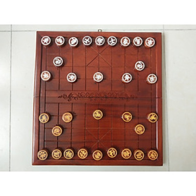 Bộ Cờ Tướng Gỗ Nguyên Khối 48x 52 cm Bàn Gấp . Quân Cờ Gỗ Hương KT 3,8 x 1,5 Cm