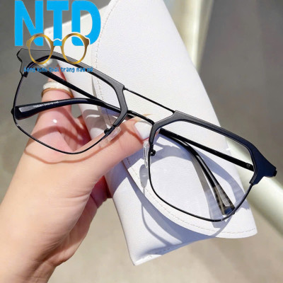 ính giả cận, Gọng kính cận NTD001 nửa viền nam nữ phong cách Hàn Quốc chống tia UV400