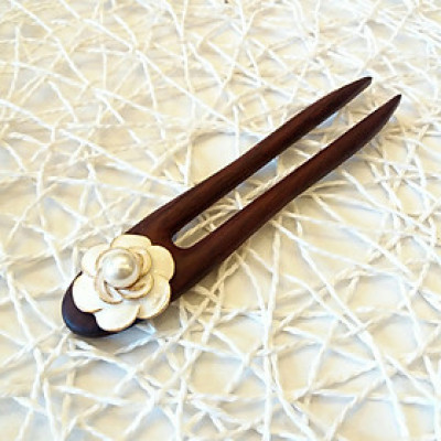 TRÂM CÀI TÓC GỖ ĐÍNH HOA 1 ( 2 QUE )