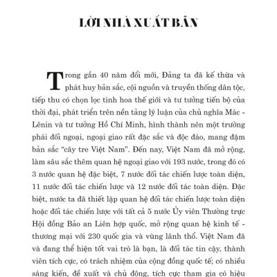 Kế thừa, phát huy truyền thống dân tộc, tư tưởng ngoại giao Hồ Chí Minh, quyết tâm xây dựng và phát triển nền đối ngoại, ngoại giao toàn diện, hiện đại, mang đậm bản sắc "cây tre Việt Nam