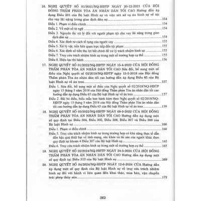  Các Nghị quyết của Hội đồng Thẩm phán Tòa án nhân dân tối cao về hình sự và tố tụng hình sự từ năm 1986 đến năm 2024