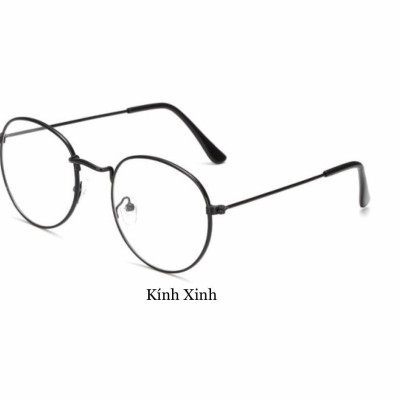 Kính Mắt Nam Nữ Thời Trang Mắt Tròn Unisex Kim Loại Gọng Tăm