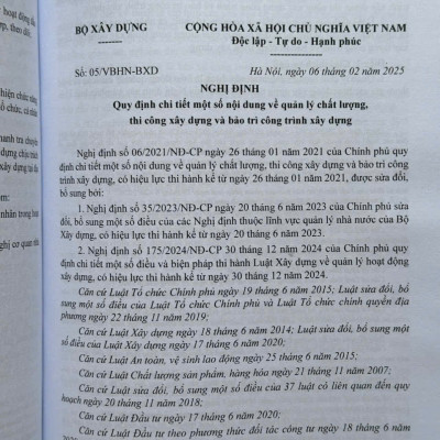 Sách Quy định chi tiết thi hành Luật Xây Dựng về Quản Lý Chất Lượng, Thi Công Xây Dựng và Bảo Trì Công Trình Xây Dựng (V2567T)