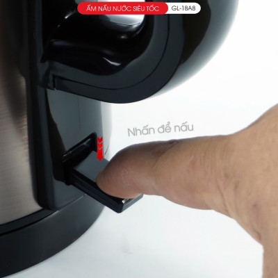 Ấm Siêu Tốc Gali GL-18A8 Thân Ấm Nguyên Khối Inox 304. Thiết kế 2 lớp Chống Nóng. hàng chính hãng, bảo hành 24 tháng