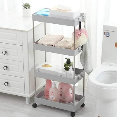 Kệ Đựng Đồ Đa Năng 4 Tầng Có Bánh Xe Đẩy Chuyên Dụng Cho Spa, Phòng Tắm, Bếp Chất Liệu Inox Cao Cấp Tiện Lợi