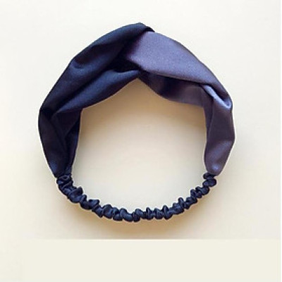 Băng đô turban nữ TB01D bản to phối màu xanh sẫm tím đậm