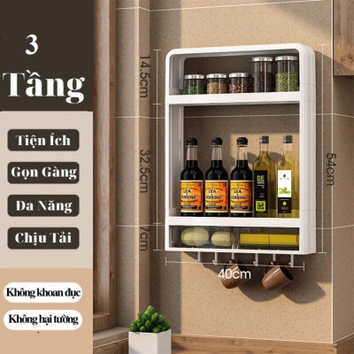 Kệ Đựng Gia Vị, Kệ Để Đồ Nhà Bếp, Kệ Để Đồ Dùng Nhà Bếp Gắn Tường Tiện Dụng Kệ Treo Tường Đựng Lọ Gia Vị Và Gia Vị Đa Chức Năng - HÀNG CHÍNH HÃNG MINIIN