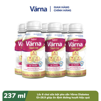 Thùng Sữa Bột Pha Sẵn Cho Người Tiểu Đường Värna Diabetes (24 Chai X 237ml) - GI Thấp Ổn Định Đường Huyết