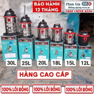 Máy Hút Bụi Công Nghiệp JETMAN 20L, Công Suất 1600W, Mô Tơ 100% Dây đồng, Bảo Hành 1 Năm