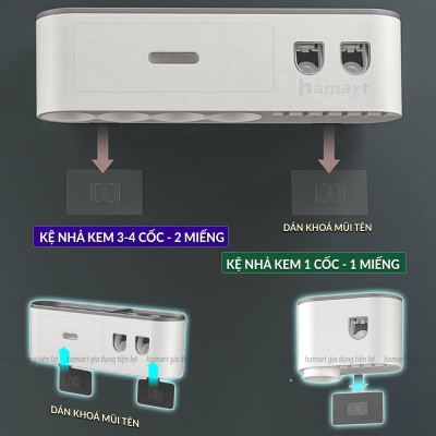 Miếng Dán Kệ Kem Đánh Răng OENON Ecoco Mũi Tên Bộ Nhả Kem Tự Động 3 4 Cốc Kệ Nhà Tắm Treo Tường