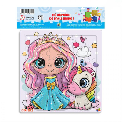 Bộ 2 Tranh Xếp Hình 36 Mảnh Để Bàn 23 x 23 cm - Minh Châu C2-001