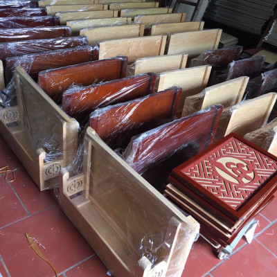 Bộ bàn thờ chung cư bằng gỗ sồi + ám khói +chữ thọ hay hoa văn bất kỳ