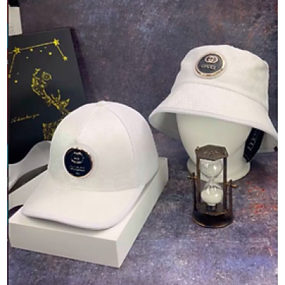 Combo nón cặp nam nữ GC logo sắt phối vải kaki form chuẩn thời trang đường phố cao cấp