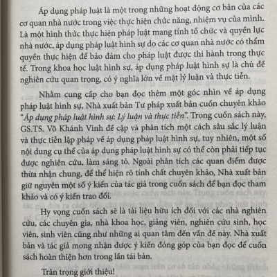 Áp Dụng Pháp Luật Hình Sự Lý Luận Và Thực Tiễn 