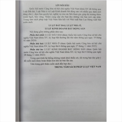 Sách Luật Đất Đai 2024 – Luật Nhà Ở 2023 – Luật Kinh Doanh Bất Động Sản 2023 (V2450T)