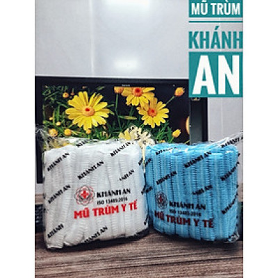 Mũ trùm đầu y tế, nón con sâu Khánh An bịch 100 cái dùng trong y tế, thí nghiệm, điện tử, thực phẩm, spa
