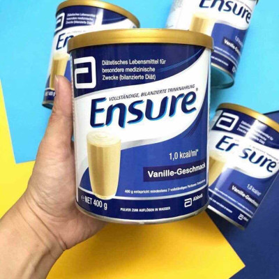 Sữa bột Ensure Vanille-Geschmask, Ensure Đức cho người lớn tuổi, giúp hồi phục sức khỏe cho người gầy yếu, suy dinh dưỡng 400gr/hộp
