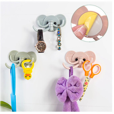 Combo 3 Móc Dán Tường Treo Đồ Dán Tường Hình Voi GroFa 