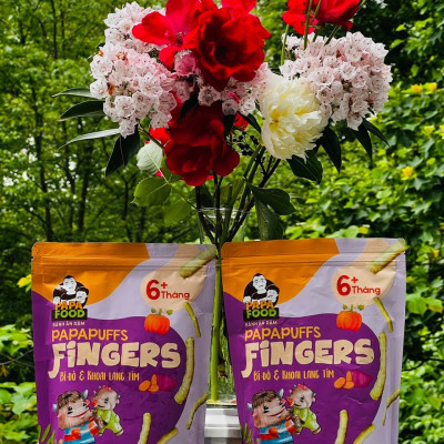 Bánh ăn dặm PAPAPUFFS FINGERS - BÍ ĐỎ&KHOAI LANG - 100% Ngũ Cốc Hữu Cơ - Gói 50g