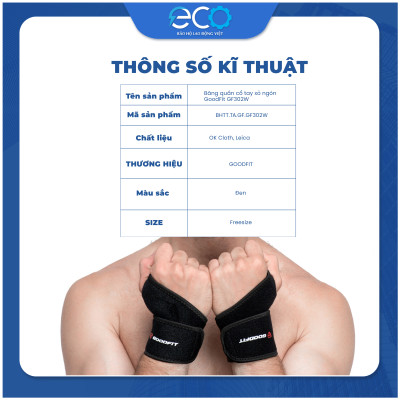 Băng quấn cổ tay xỏ ngón GoodFit GF302W dùng tập gym, tập boxing vải đục lỗ thoáng khi, đệm xốp êm ái