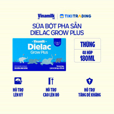 Thùng 48 Hộp Sữa Bột Pha Sẵn Vinamilk Dielac Grow Plus - Đỏ 180ml