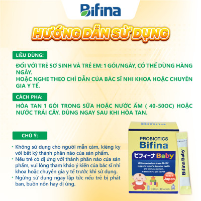 Bifina Baby Nhật Bản - Hộp 30 gói - Hỗ trợ bổ sung lợi khuẩn, tăng đề kháng cho trẻ sinh non, sinh mổ, dùng sữa công thức