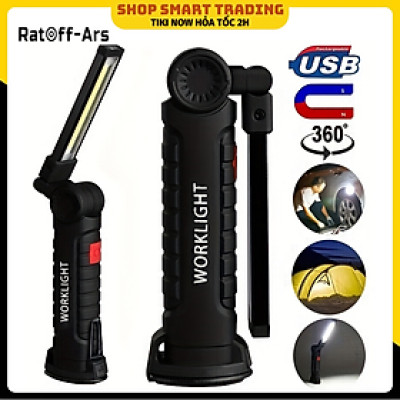 Đèn pin sạc có đế từ tính 5 chế độ Đèn pin xoay 360 °, Cắm trại ngoài trời, Câu cá, Đi bộ đường dài, Sửa xe, Đèn lồng khẩn cấp