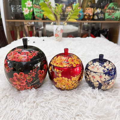 Hủ táo sơn mài cao cấp Thanh Bình Lê đựng bánh kẹo mứt, vật dụng nhỏ, trang trí bàn kệ, nhà cửa, văn phòng, quà tặng