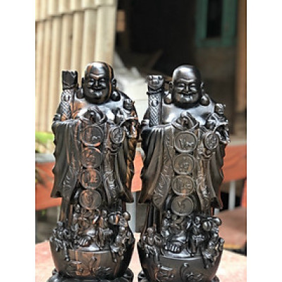 Tượng phật di lặc chúc phúc bằng gỗ mun kt cao 60×20×15cm