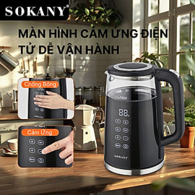 Ấm đun nước siêu tốc SOKANY SK-09050, Ấm đun nước giữ nhiệt dung tích 1.7L, hâm nước pha sữa, điều chỉnh, hiển thị nhiệt - HÀNG CHÍNH HÃNG