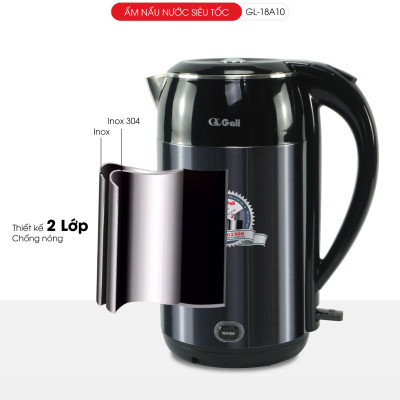 Ấm siêu tốc Gali GL-18A10 dung tích 2.2 Lít. Thiết kế 2 lớp chống nóng, giữ ấm . Hàng chính hãng, bảo hành 24 tháng