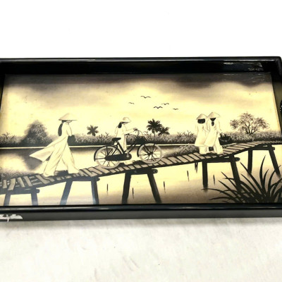 Khay sơn mài cao cấp - Mã KC11 size 27x15x2.5 cm đẹp mắt, sang trọng, quà tặng ý nghĩa