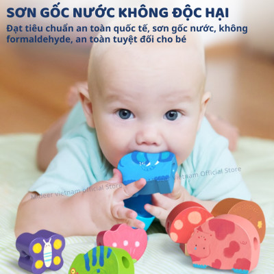 Xâu hạt cho bé, đồ chơi Montessori luồn khối gỗ phát triển tư duy trí tuệ Mideer Lacing Beads