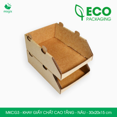 MKCG3 - 30x20x15 cm - 10 Khay giấy chất cao tầng bằng giấy carton siêu cứng, kệ giấy đựng đồ văn phòng, khay đựng dụng cụ, khay linh kiện, kệ phân loại dụng cụ