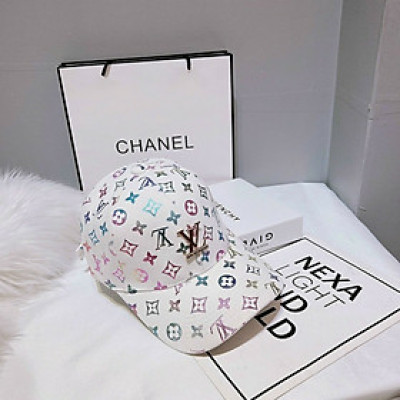 Combo nón cặp nam nữ logo LV sắt phối vải kaki form chuẩn thời trang đường phố cao cấp