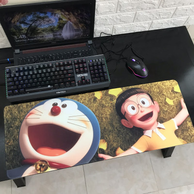 Miếng Lót Chuột, Bàn Di Chuột, mouse padDoraemon cỡ lớn (80x30x0.3) hàng nhập khẩu