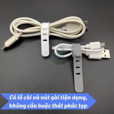 Dây buộc cáp silicon thông minh Dây quấn gọn cáp sạc mini Kẹp buộc dây cáp tái sử dụng Dây cố định cáp điện thoại đa năng Kẹp gọn dây tai nghe & sạc Dây quấn silicon nhiều màu-Hàng nhập khẩu