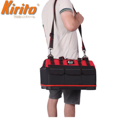 Túi đựng đồ nghề cao cấp nắp chữ A đế nhựa chống vỡ, vải 3 lớp chống đam thủng - Túi 20in chéo đỏ