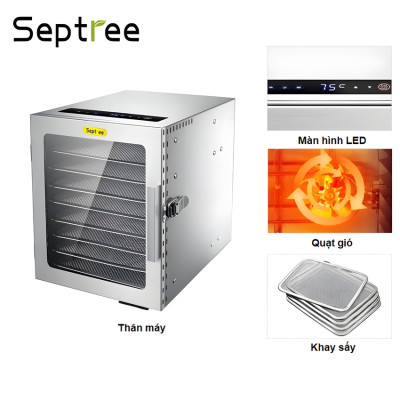 Máy sấy thực phẩm 8 khay thương hiệu Mỹ Septree DBC-08A01 công suất 500W - Hàng chính hãng