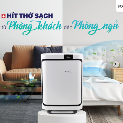 Máy Lọc Không Khí BONECO P500 Chống Dị Ứng, Khử Mùi Phòng, Diệt Vi Khuẩn, Bộ Lọc HEPA Lọc Bụi, Khuếch Tán Xông Tinh Dầu Thơm, Điều Khiển Từ Xa (67m2) - Hàng Chính Hãng