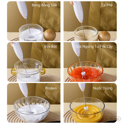 Máy Đánh Trứng, Đánh Sữa Và Tạo Bọt Cafe Cầm Tay Di Động 3 Tốc Độ Sử Dụng Pin Sạc Cao Cấp - Giao màu ngẫu nhiên