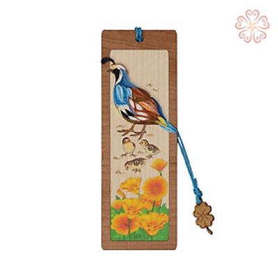 Bookmark nghệ thuật - gia đình chim trên cánh đồng hoa - size 13.5 x 5.3 cm
