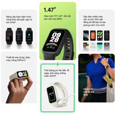 Vòng Đeo Tay Thông Minh Xiaomi Smart Band 9 Active – Hàng Chính Hãng