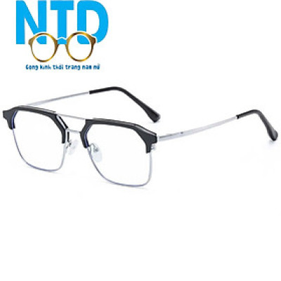 ính giả cận, Gọng kính cận NTD001 nửa viền nam nữ phong cách Hàn Quốc chống tia UV400