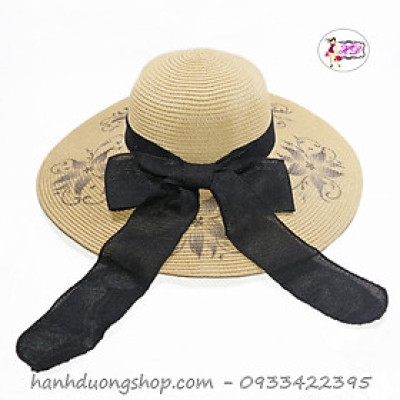 Nón tai bèo mũ tai bèo màu vàng mũ tai bèo nữ vành rộng có nơ với chất liệu cói cao cấp giúp che
