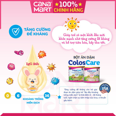 Bột ăn dặm tốt cho bé Nutricare Coloscare Gạo sữa, sữa non IgG 24h (200g)