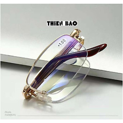 Kính lão thị, viễn thị đọc sách Nam nữ gấp gọn ( Tặng bao da đeo hông) KVT1510 tròng Nhật xẻ cước loại tốt mạ crom bền đẹp