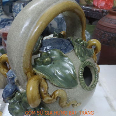 Bình vôi đắp trầu cau men rạn cao 33cm