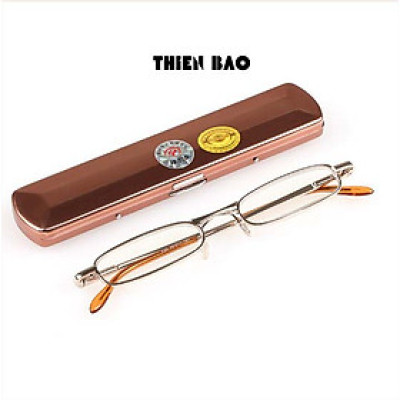 Kính lão thị, viễn thị siêu gọn  Đọc sách Mini Nam nữ hợp kim có hộp thiếc đẹp toàn viền tròng sáng chuẩn độ cao cấp loại I KVG67